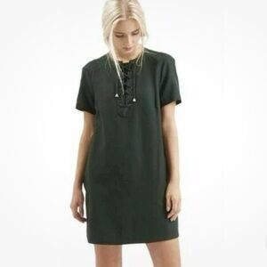 TopShop Dress Forest Green Lace-up Shift Mini 4 Gorpcore Preppy Utility